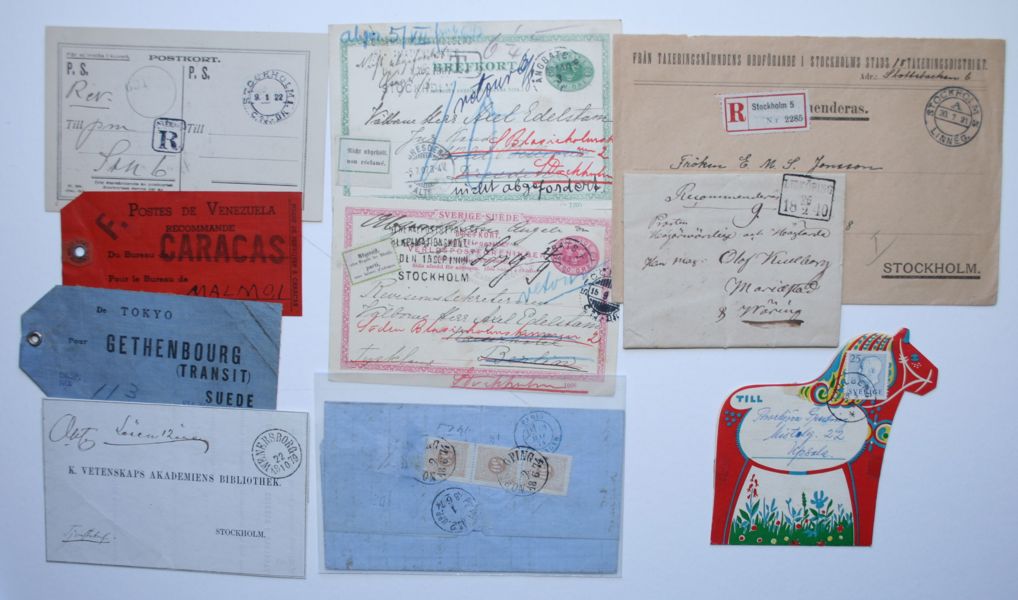 10st svenska försändelser, bla Post-historia.