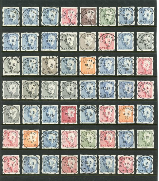 Gustav VI Adolf: 56ex med mest lyx-stämplar.