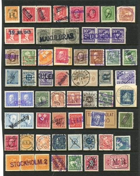 Kuriosa-stämplar etc:: lot på två visirblad.