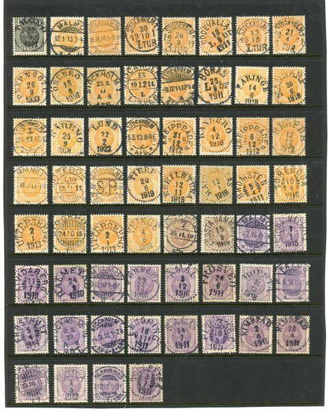 Lilla Riksvapnet: 60ex med prakt- och lyxstämplar.