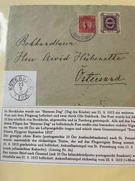 Utställnings-monterad samling Luftpost fram 1912-1936, 156 objekt.