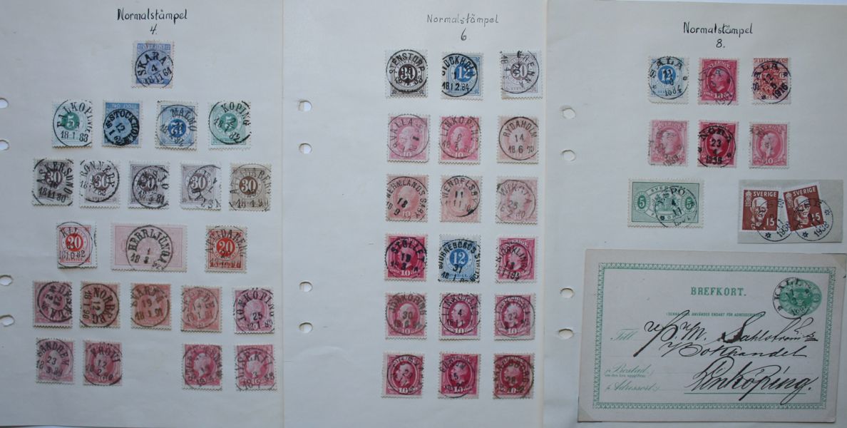 Stämpel-samling efter olika normal-stämpel typer, ca 375ex.