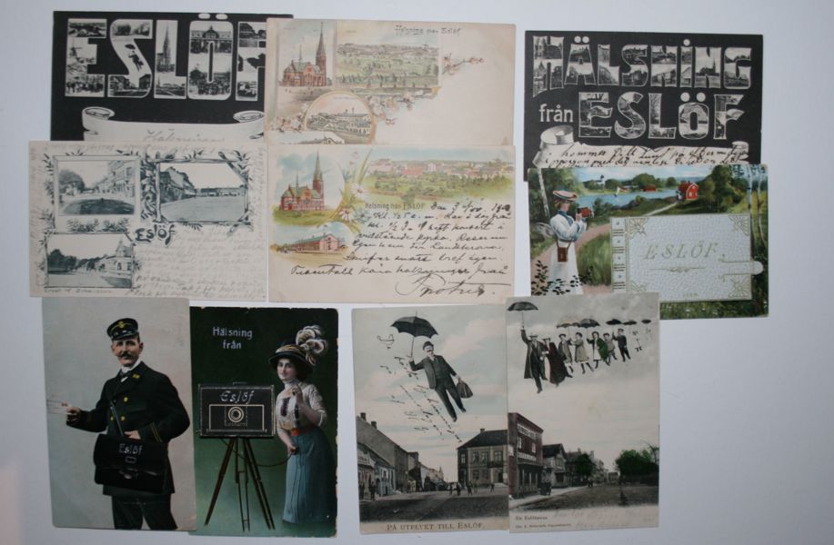 VYKORT ESLÖV: stor samling ca 300st gamla i tre album.