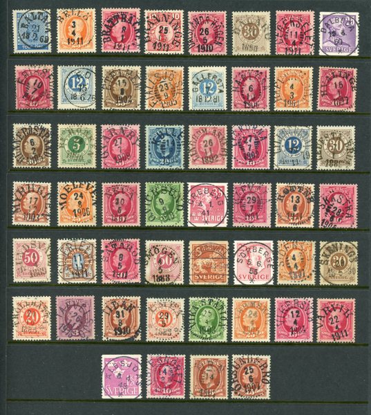 Ort-stämplar: gammal samling A-Ö med ca 2100 ex.