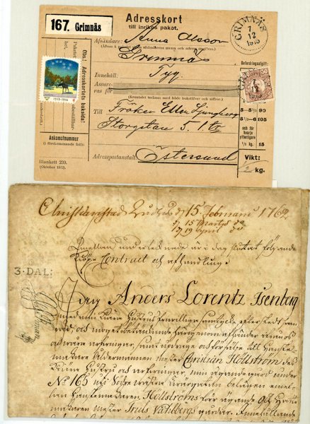 Försändelser: pärm med bla Charta Sigillata 1762.