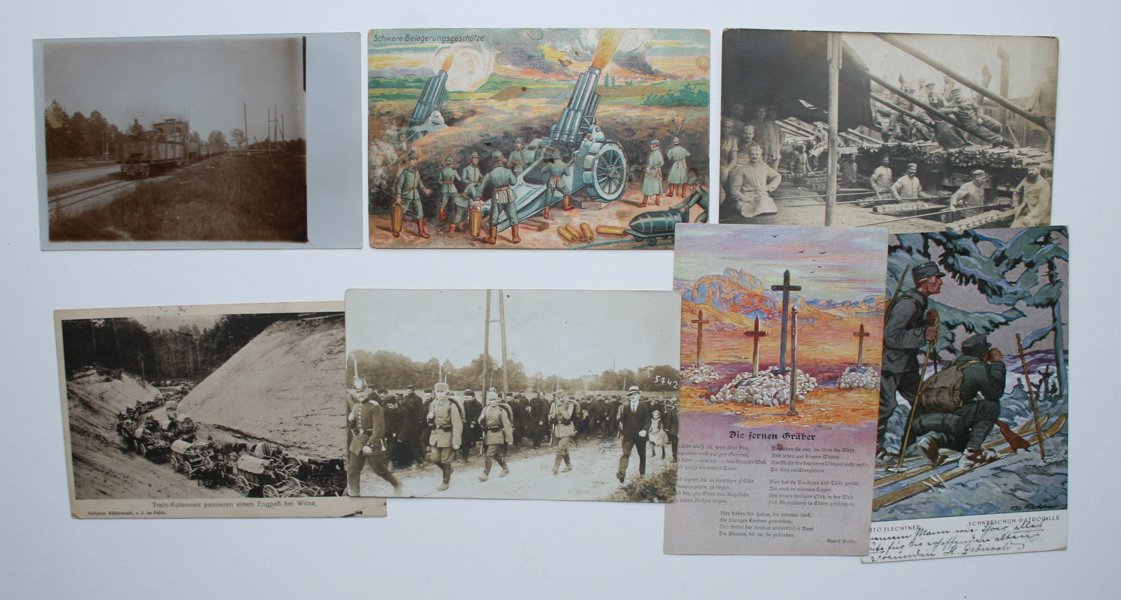 VYKORT REICH: 90st WW I inkl fältpost-stämplar.