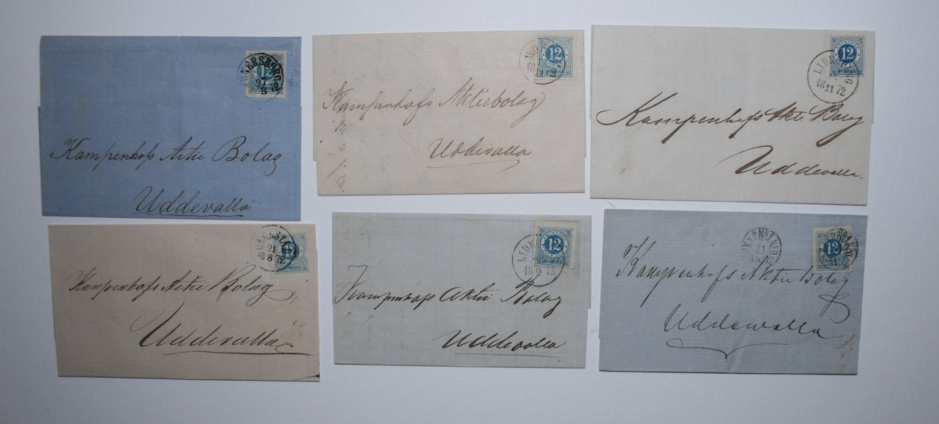 F21: 13st brev stämplade 1872. Mycket bra kval.