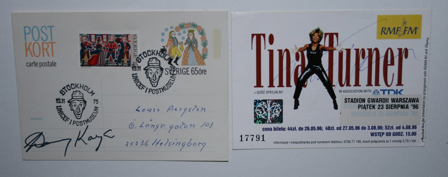 AUTOGRAFER: 5st bla Tina Turner 1996 på biljett.