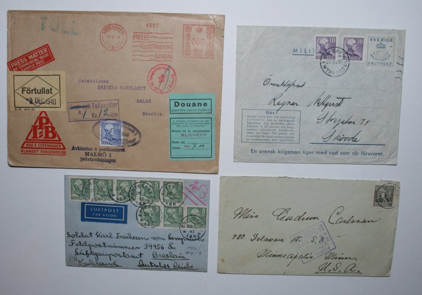 Åtta försändelser under WW2, bla Retur pga Pearl Harbour.