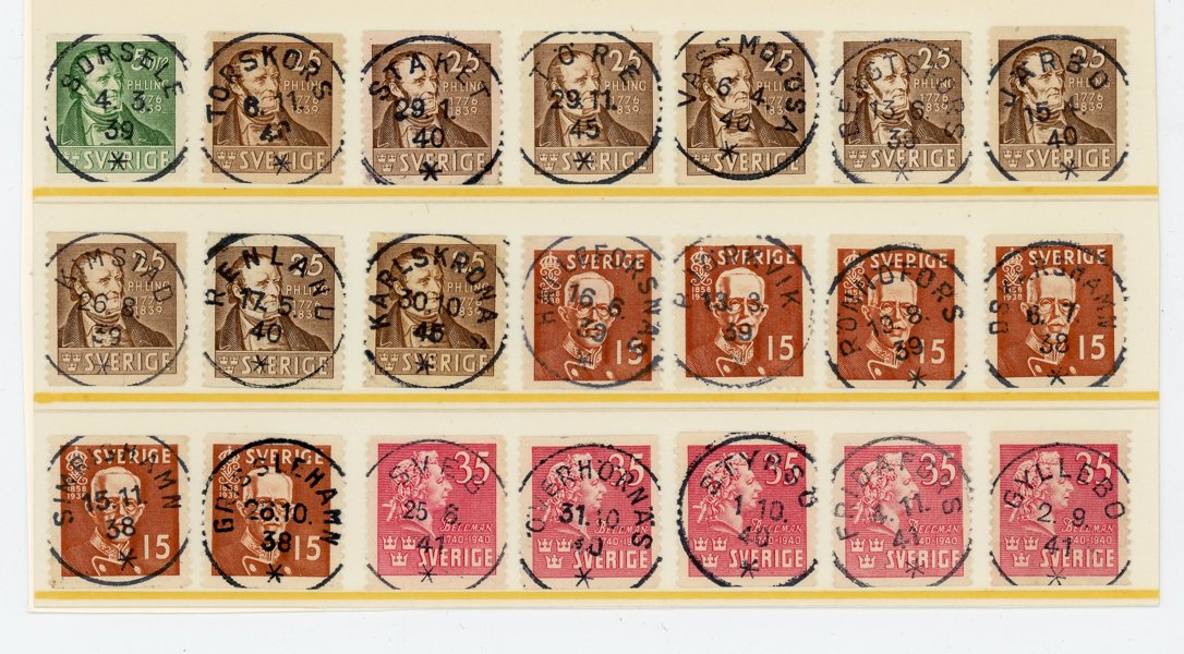 1940-tal: underbar lot med 21ex med lyxstämplar inkl superlyx.