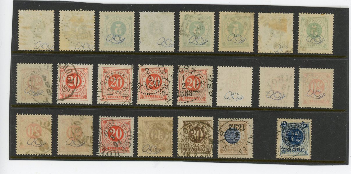 RINGTYP POSTHORN: 23ex med varianter, bla 4ex Delar av två Posthorn