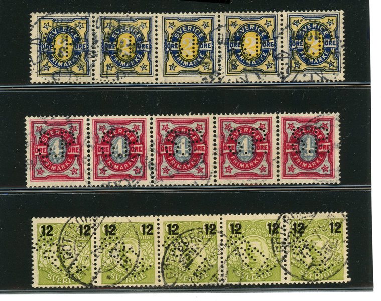 PERFINS: 75st xx eller stämplade STRIPS, ovanligt!!