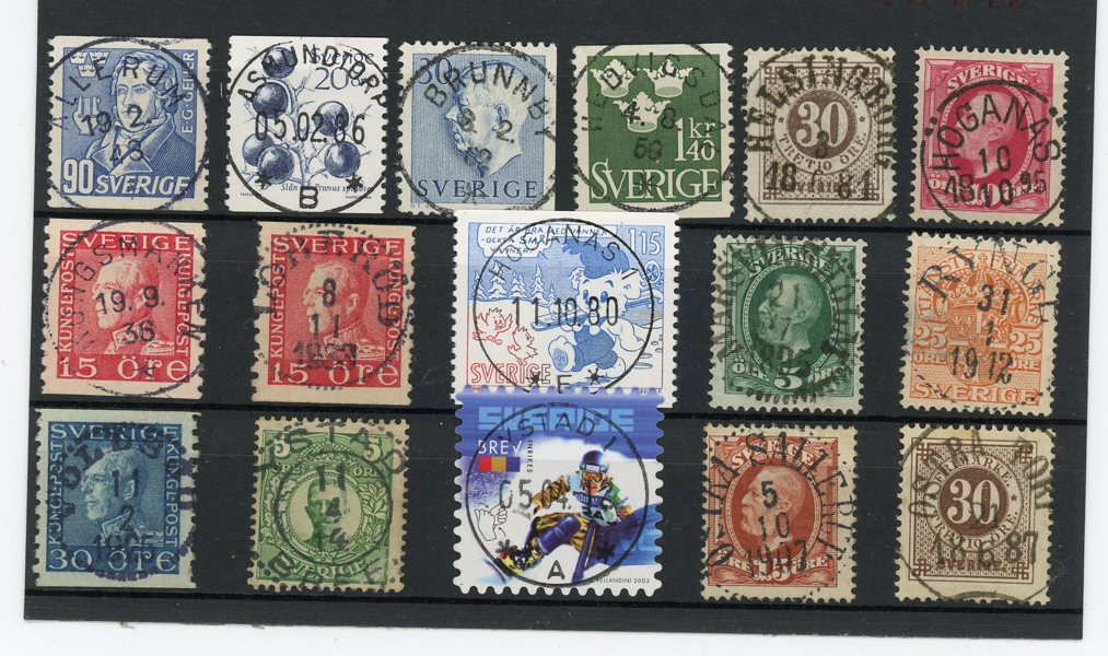 M-LÄN: samling A-Ö med ca 750ex, mycket prakt och lyx stämplar.