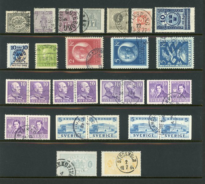 Stämplad samling 1855-1955 i förtrycksalbum.