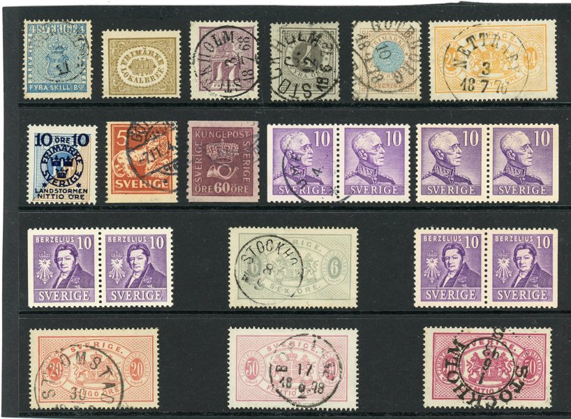 Samling 1855-1950tal inkl många bra märken och par.