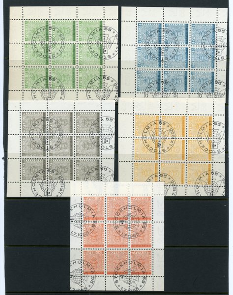 Stockholmia 55 i lyx-stämplade 9-block.