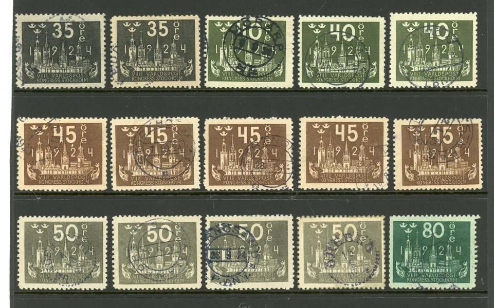UPU 1924: lot med bla 55ex 20ö-80öre.