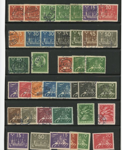 UPU 1924: bla tre fina Kron-valörer.