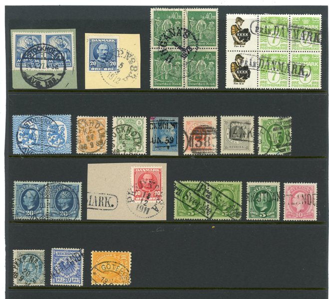 Utländska stämplar/Sjöpost; 19ex i fin lot.