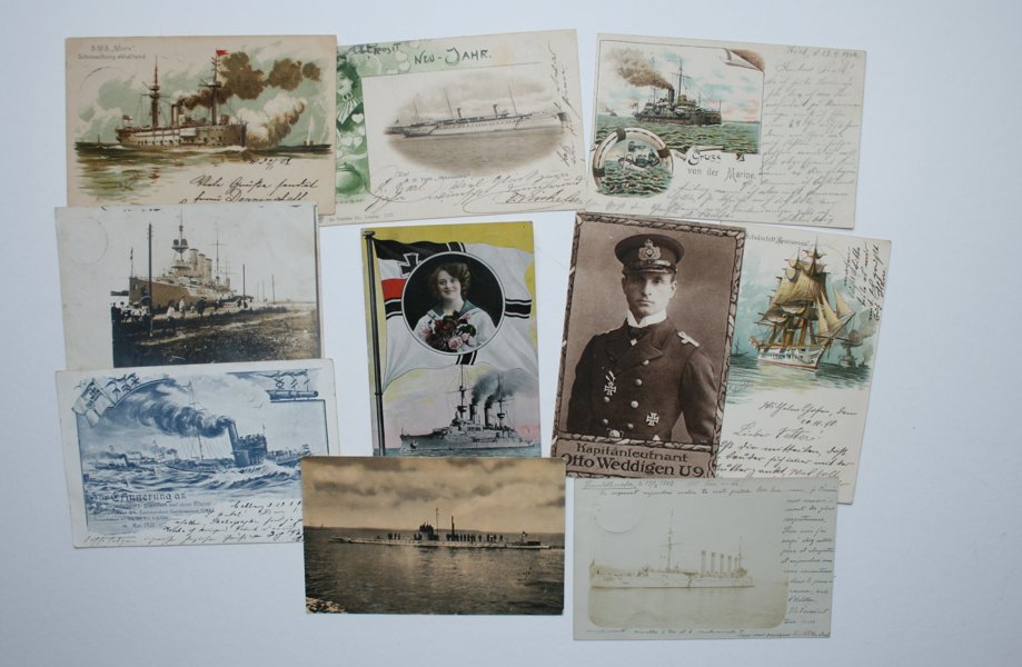 VYKORT REICH: samling Kriegsmarine WW I, 150st.