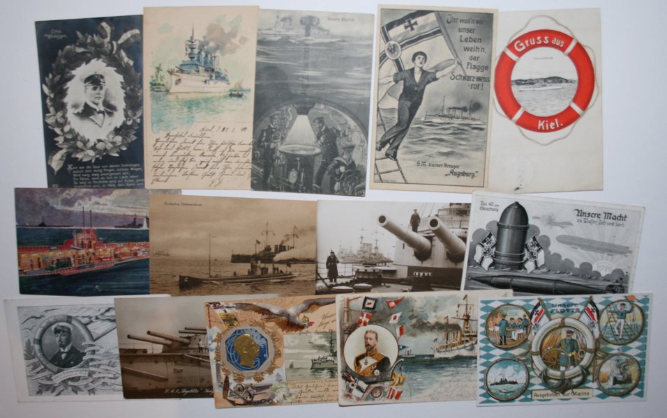 VYKORT REICH; Kriegsmarine WW I, samling 150st.