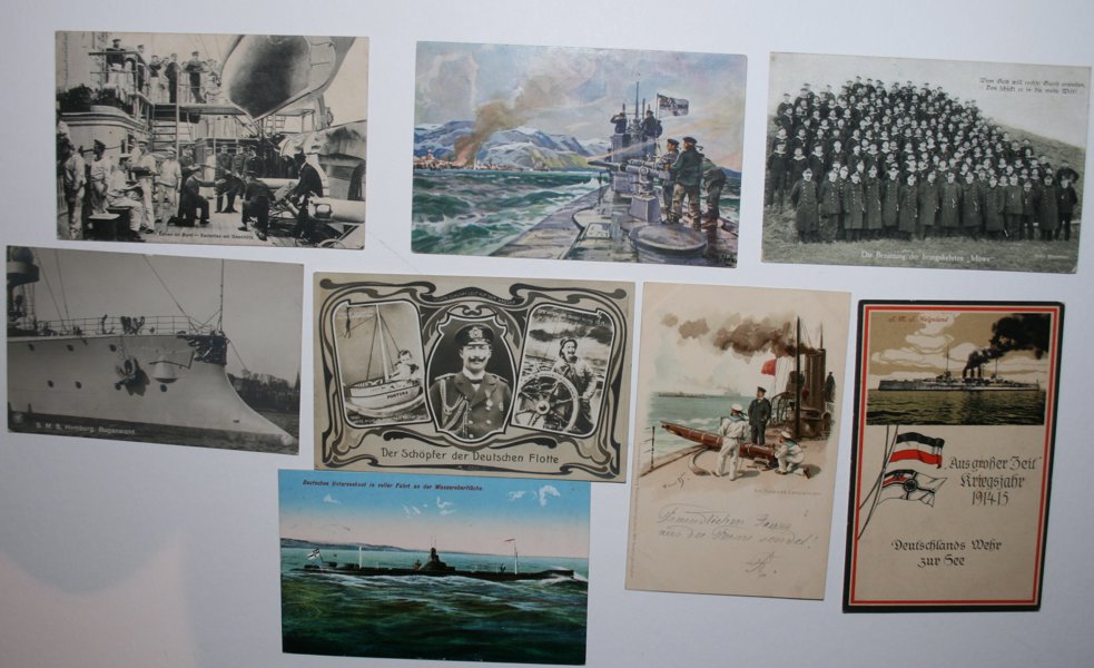 VYKORT REICH Kriegsmarine WW I; ca 50st inkl bättre.