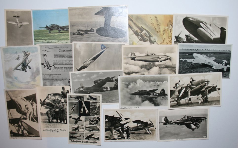 VYKORT REICH Luftwaffe WW II; samling 150st mest frankerade.