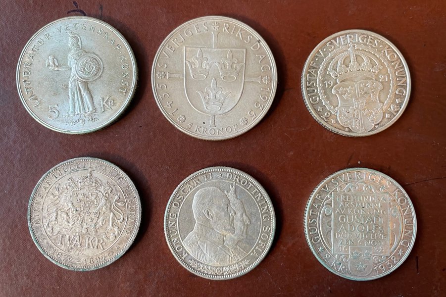 SILVER-MYNT: lot mest svenska 1 och 2kr.