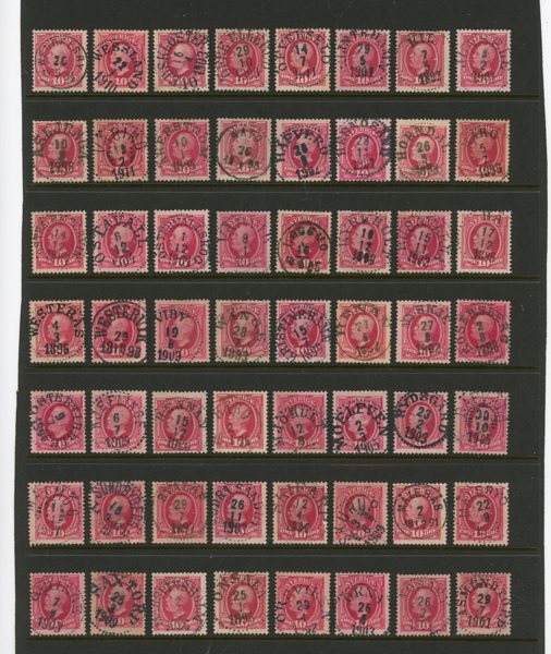 10 öre Oscar: 166st med prakt och lyx-stämplar.