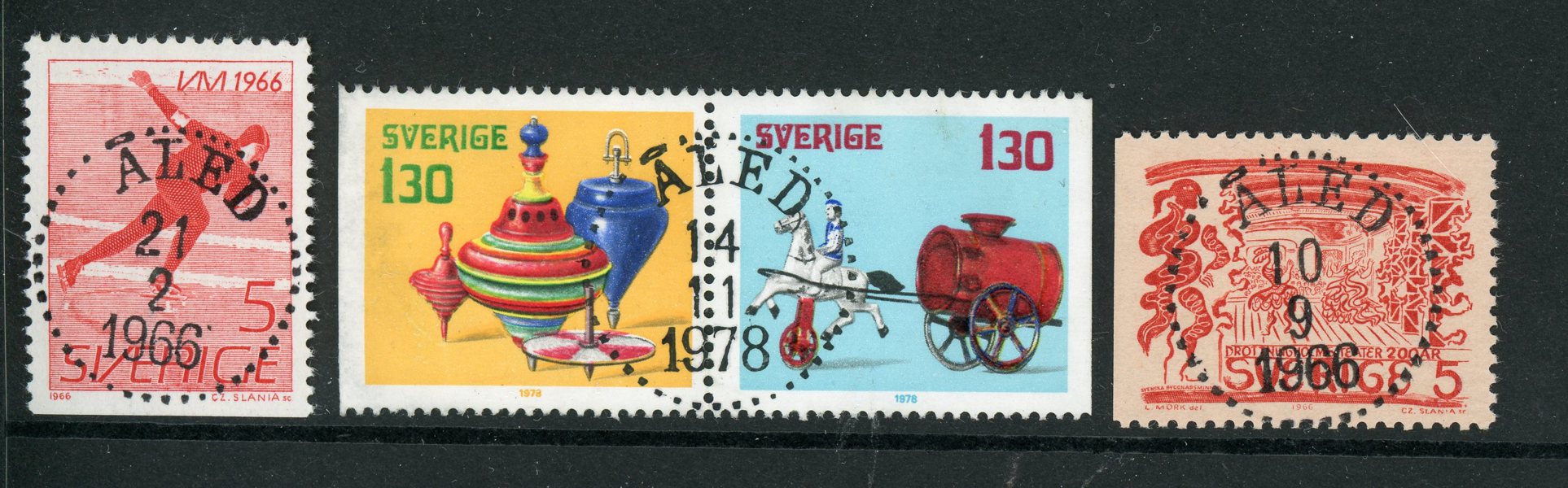 F574 mfl; tre ex med lyxstämplar Åled.