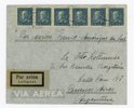 F183 i SEX-STRIP på luftpost-brev till Argentina 1931.