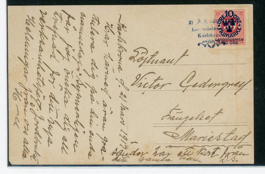 F114 på Vykort med intressant stämpel.