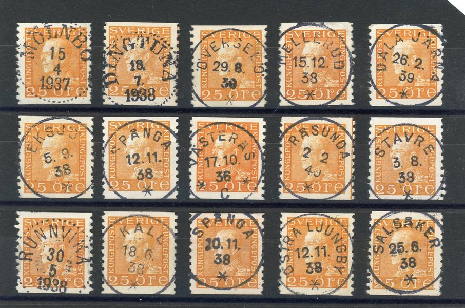 F184; 20ex med mest lyx-stämplar.