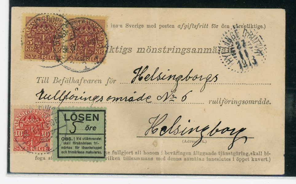 TJÄNSTE 39 (2ex) och 32 som Mass-lösen på Mönstringsanmälan.