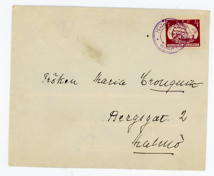 MALMÖ PR LOKALPOST, vackert brev med små-veck.