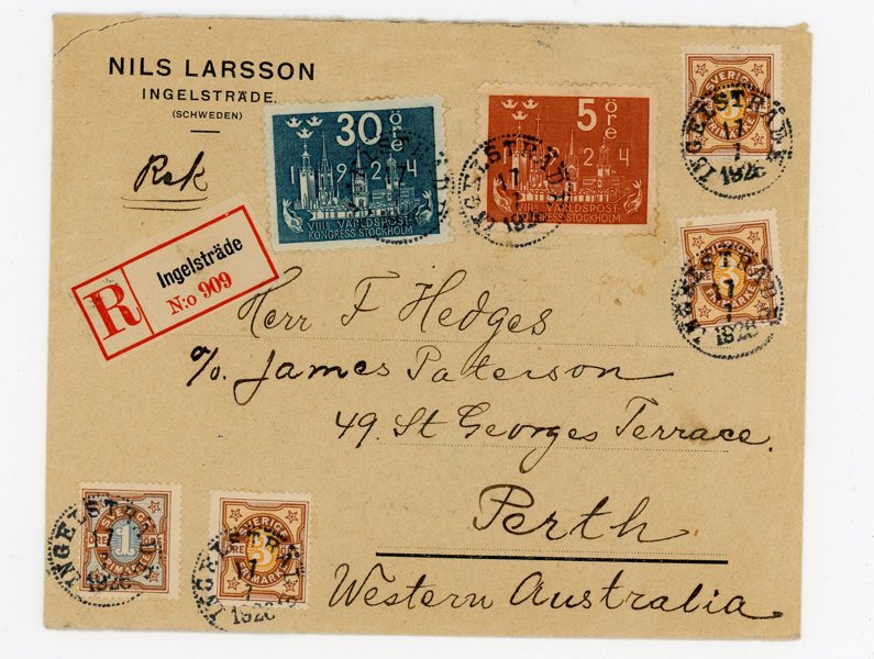 F201b, 196, 63 (3ex),61 Rekbrev till Australien, Ingelsträde 17.7.26.