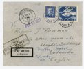 F258 och 285 Luftpost-brev till Ceylon, Stockholm 5.2.37.
