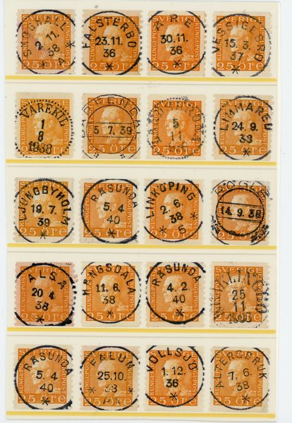 F184; 20ex med lyx-stämplar. Mycket vacker lot!