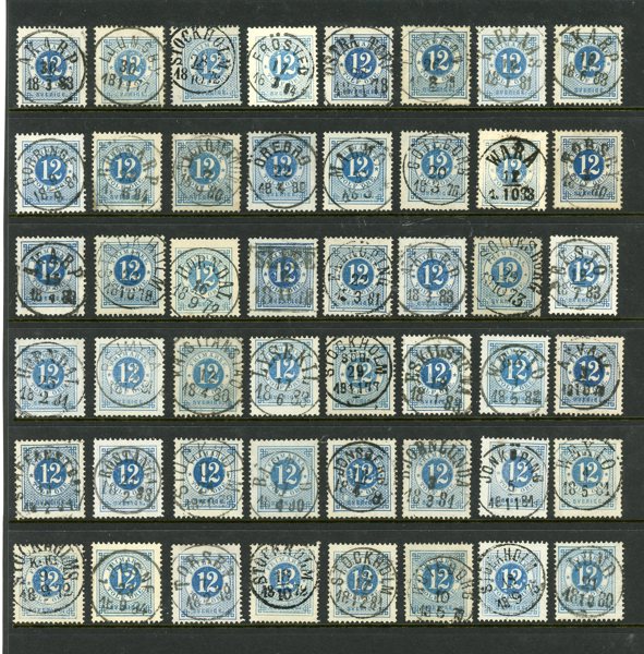 F21+32; 48ex med mest lyx-stämplar inkl småorter.