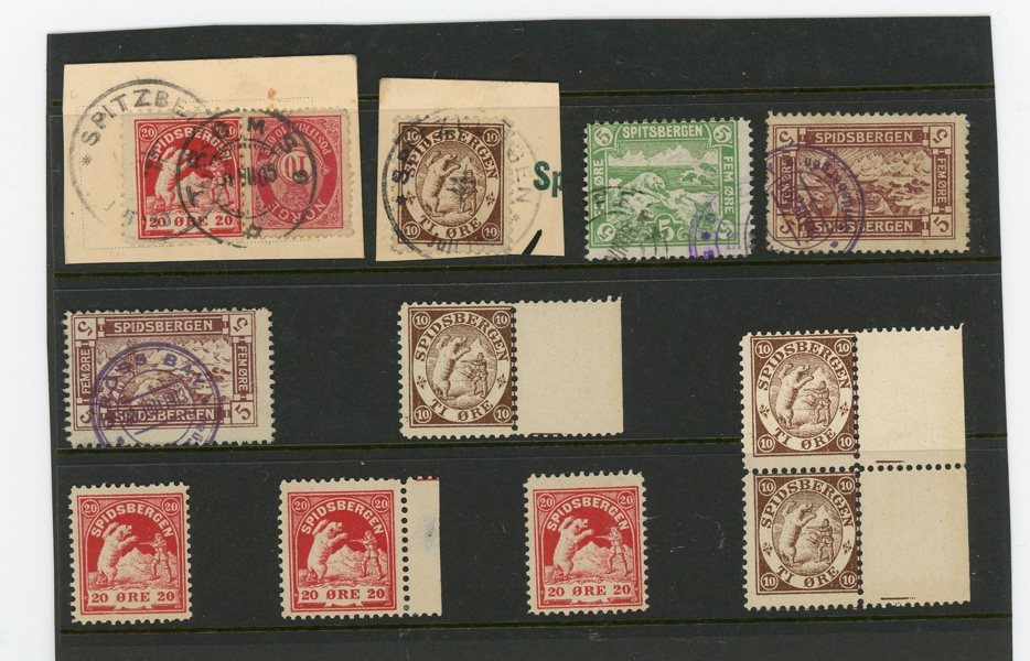NORGE: 11ex Spidsbergen, 11ex inkl 5ex stämplade.