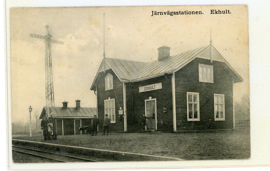 VYKORT: Ekhult Järnvägs-station frank 1911. Lyx-stämpel Ekhult 13.9.11.