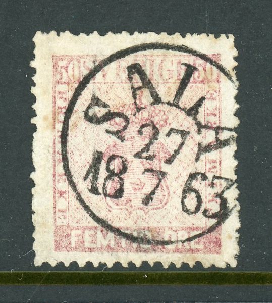 F12 Sala 27.7.63 Sala 27.7.63, praktstämplat ex med ovanligt tunt tryck.