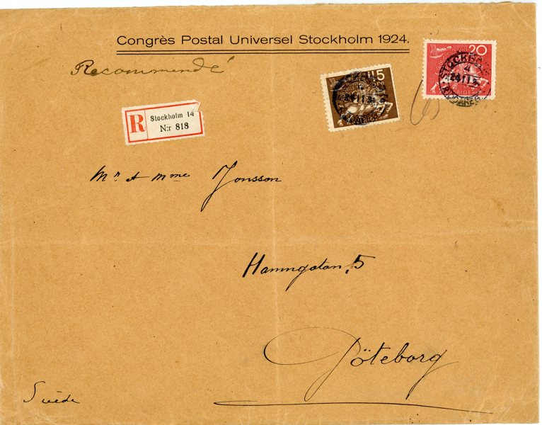 F219, 214 på Rekommenderat Kongress-kuvert, Sth 24.11.24