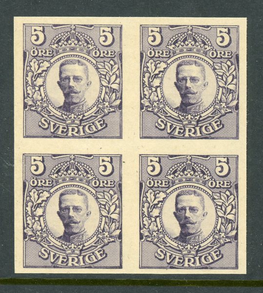 F89P Färgprov till 35ö utfört med 5öres klichen, fyrblock.