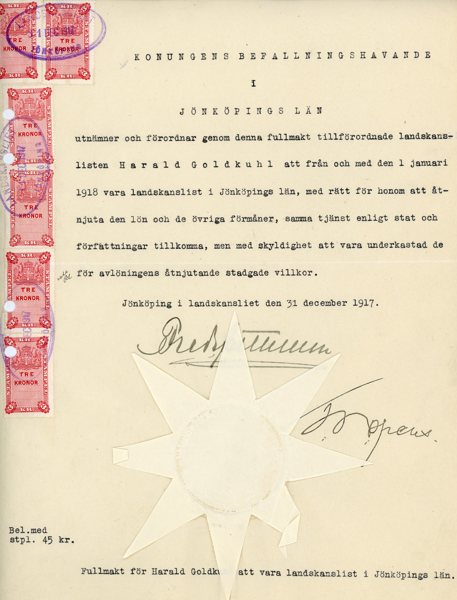 CHARTA SIGILLATA etc: intressant lot ca 30st 18/90-tal.