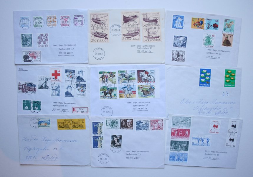Över 125st prakt- och lyx-stämplade brev 1970tal-1991.