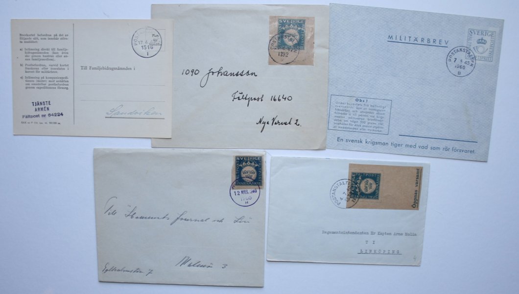 MILITÄR: ca 70 Militärbrev med Postanstalten stämplar.