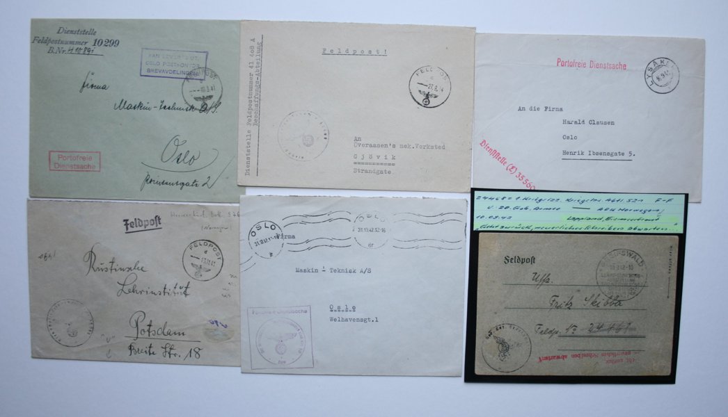 NORGE: samling tysk Fältpost/tjänstepost i Norge WW II, 36st.