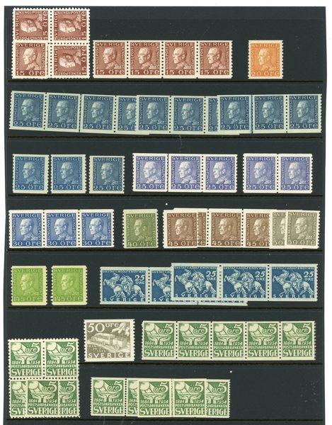 xx lot på tre Visir-blad, bla bra Bandmärken. F 51.000kr.