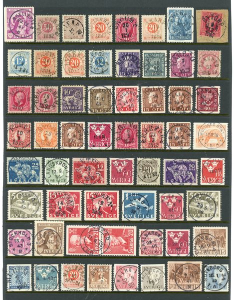 59ex Vapen-1950-tal med prakt och lyx-stämplar inkl bättre ex.